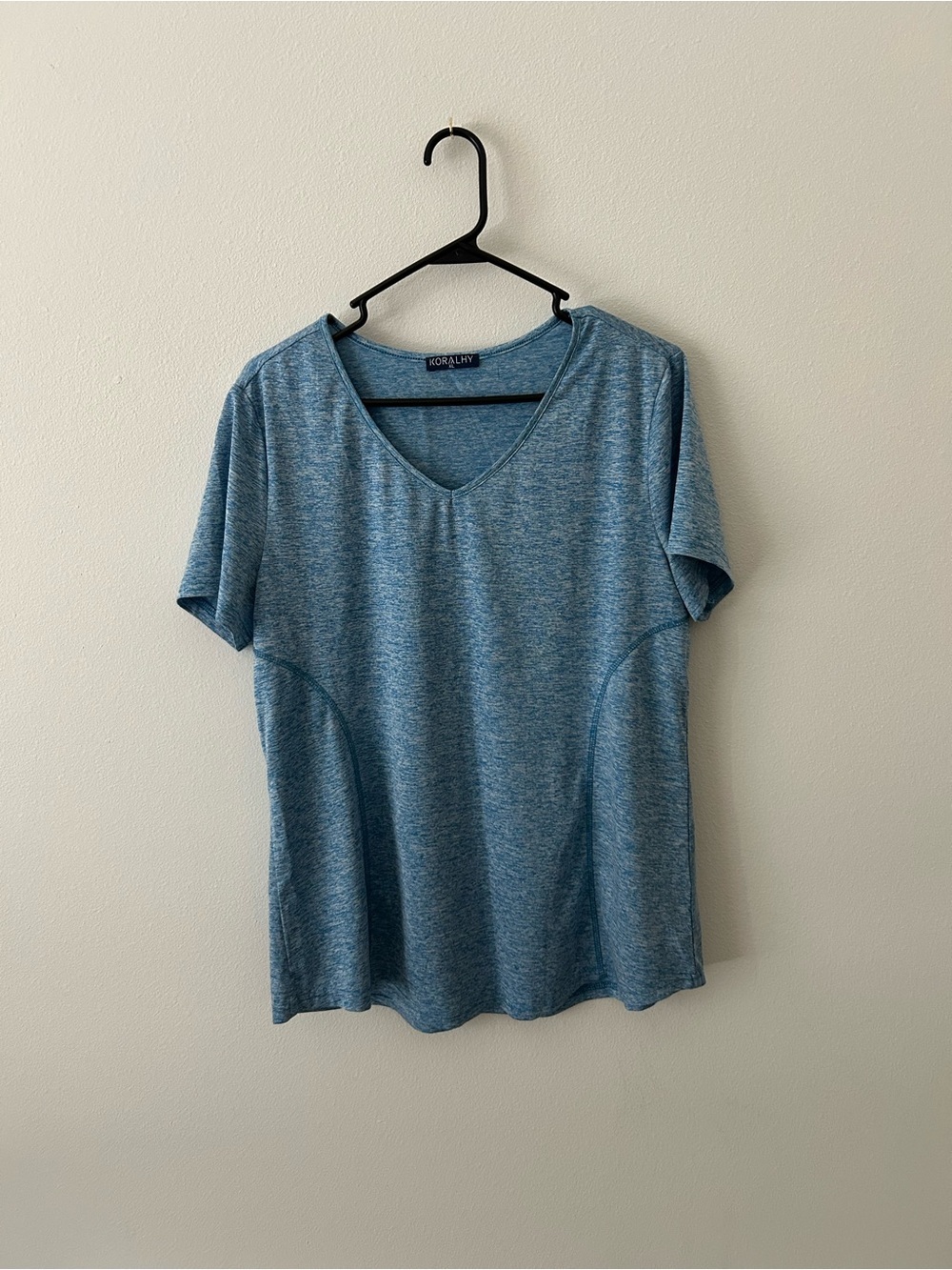 Koralhy Heathered Light Blue V-Neck Short Sleeve Tee